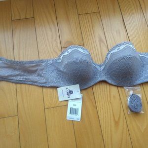B Tempted Grey Strapless/Convertible Bra 30D